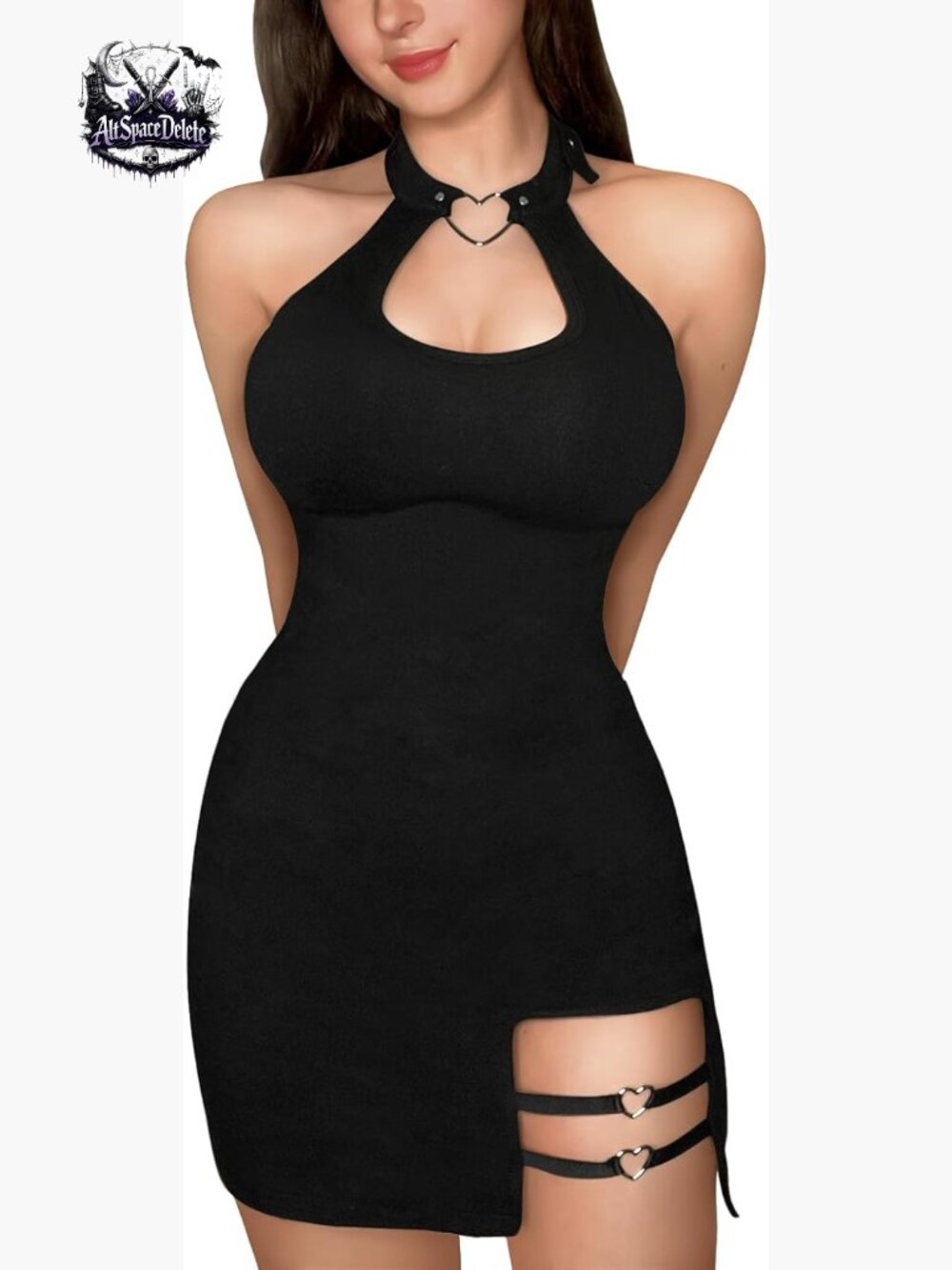 Cotton Overall Mini Dress with Collar, Open Back, Bodycon Fit